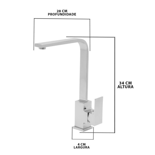Torneira monocomando Slim Alta Cromada Furkin