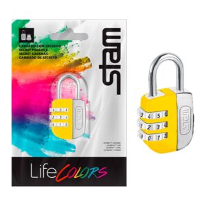 Cadeado Com Segredo Stam Life Colors 25mm Amarelo